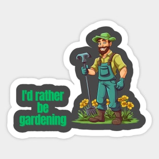 Cartoon design of a male gardener with humorous saying Sticker